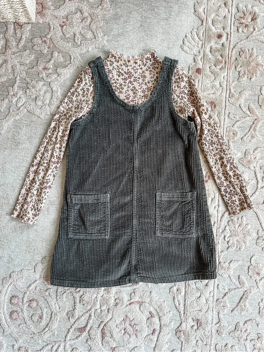 Corduroy and Floral Ribbed Jumper Set 5T